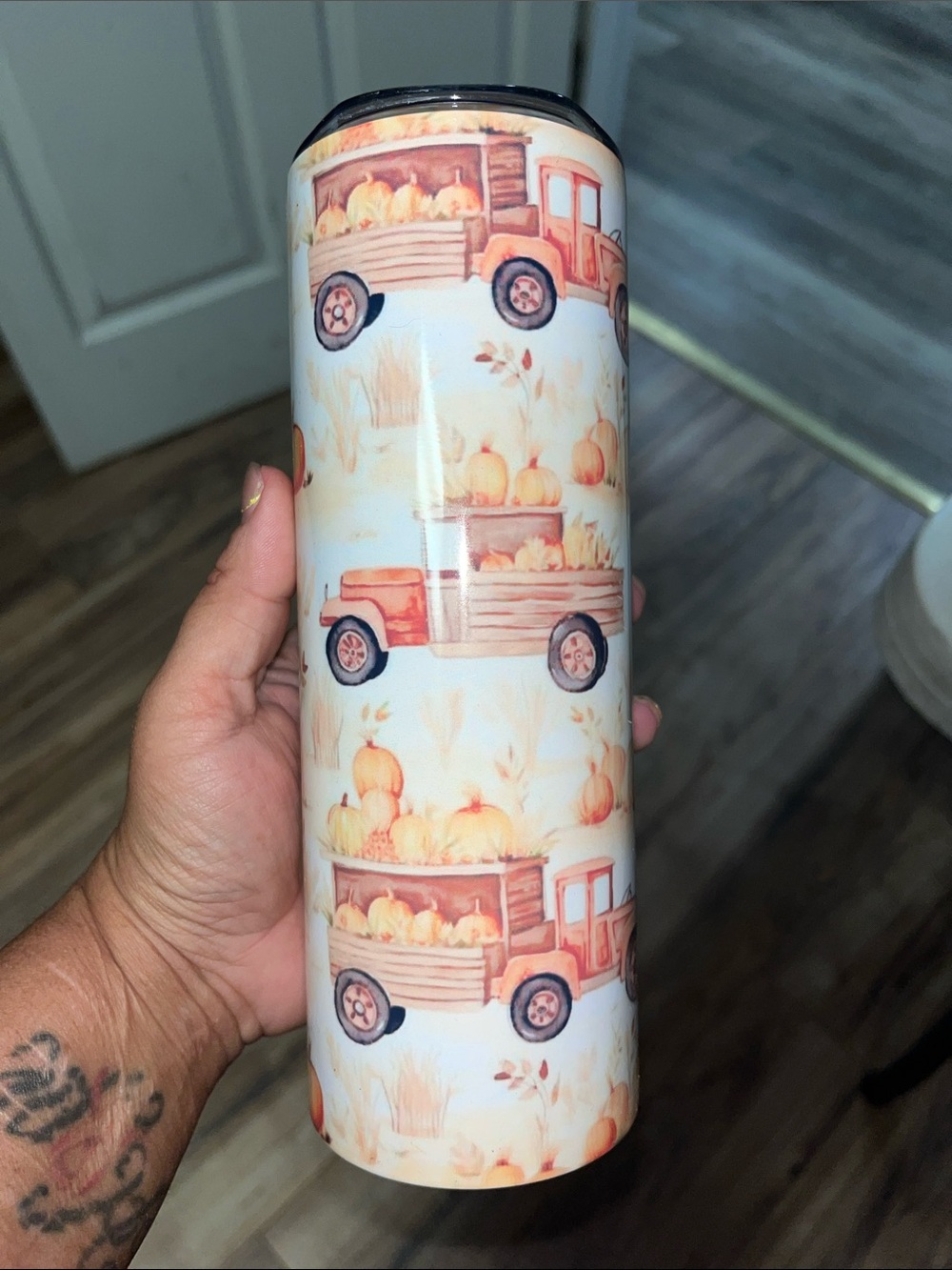 New 20oz Pumpkin Truck Stainless Tumbler - Fall Harvest Design